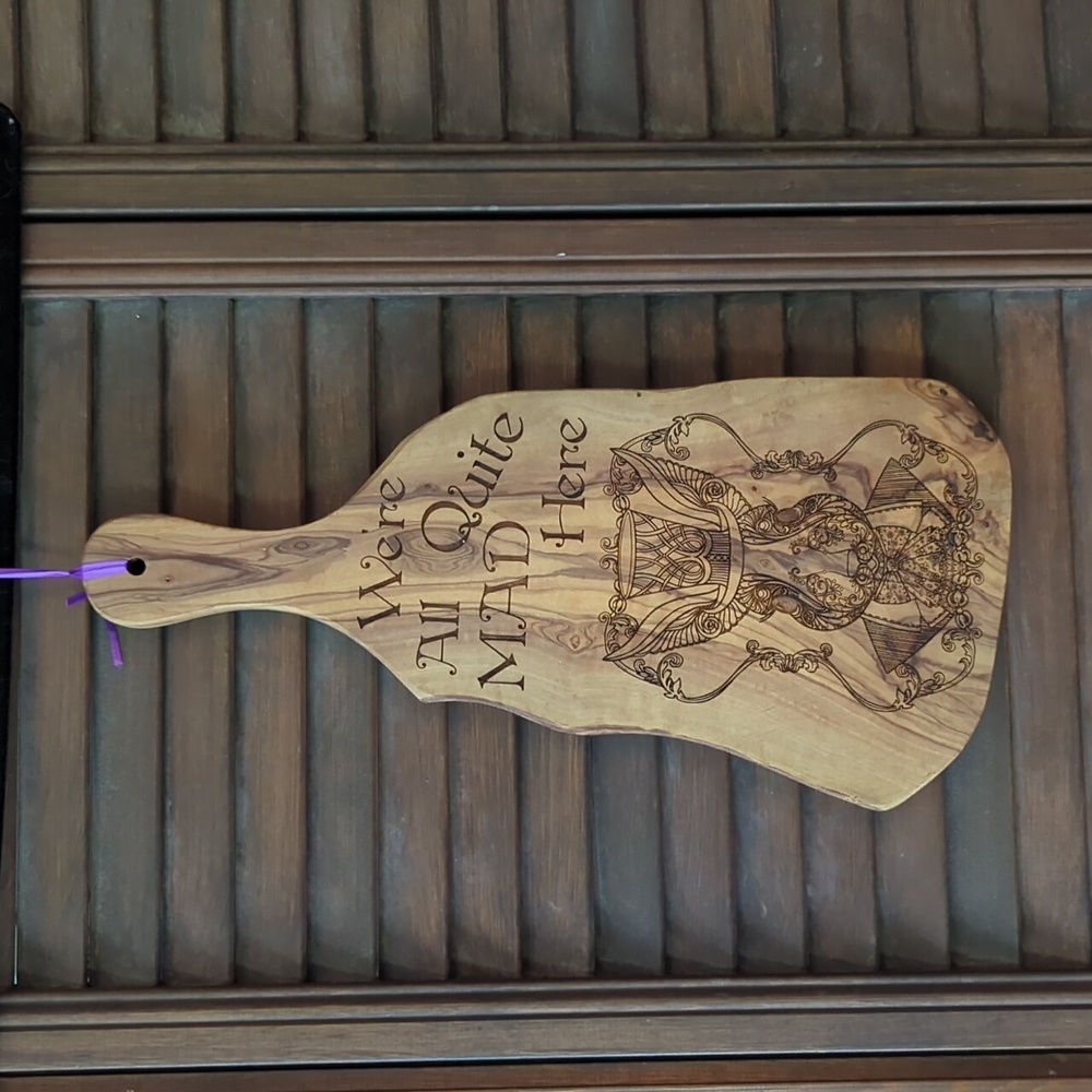 Mad Hatter carved cutting board